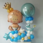 Ballon-Bouquet zur Geburt eines Jungen mit blauen Ballons zur Dekoration Ballon-Bouquets zur Geburt eines Jungen mit blauen Ballons zur Deko