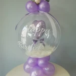 Personalisierte Aqua - Boboballon zum Geburtstag in Lila, Happy Birthday Luftballon, Ballon. Personalisierte Aqua - Boboballon zum Geburtstag in Lila, Happy Birthday, Luftballon, Ballon.Kristall Blase, Durchsichtige Luftballons.