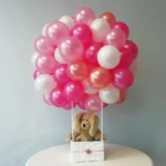 Fesselballon aus vielen kleinen Luftballons zum Fotoshooting auf Kindergeburtstag. Fesselballon aus vielen kleinen Luftballons zum Fotoshooting auf Kindergeburtstag.